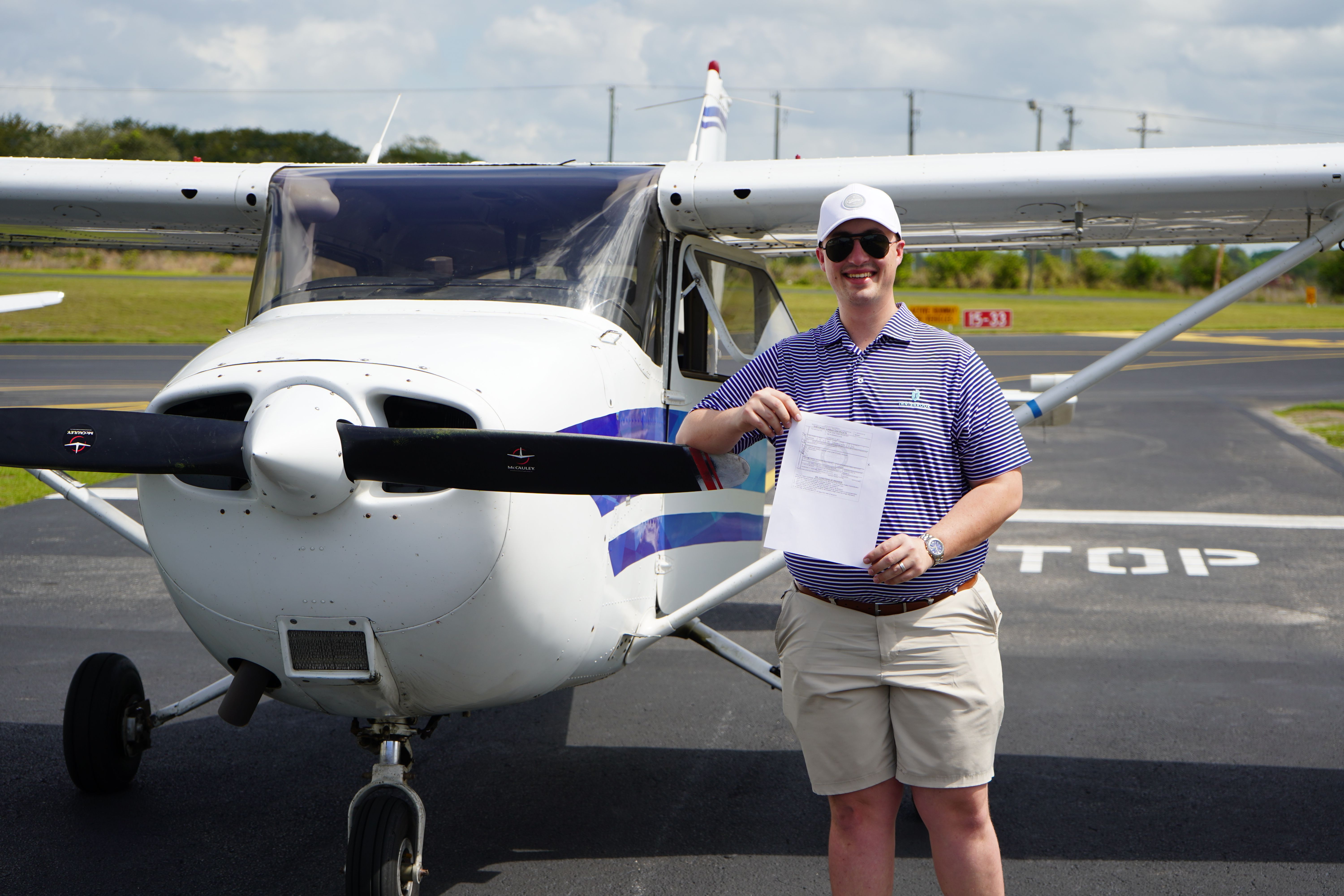 Student pilot with temporary airman certificate