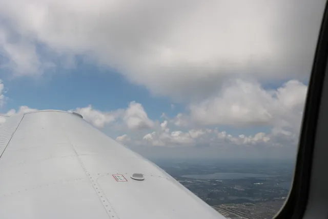 Clouds outside airplane window